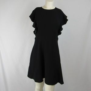 Little Black Dress Ruffle Sleeve Fit & Flare Dress